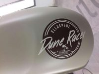 Ellaspede Dune Racer custom motorbike spray painting by Immesion Imaging Brisbane. Dipit Kustoms Mick Jones.