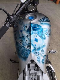 Airbrushing and custom motorbike spray painting by Immesion Imaging Brisbane. Dipit Kustoms Mick Jones.