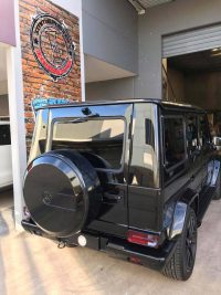 Blacked out Mercedes G Wagon G63 custom paint and hydro dipping by Immersion Imaging, North Brisbane. Dipit Kustoms Mick Jones.