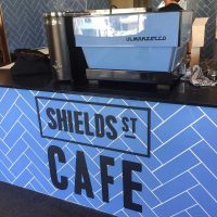 Custom painted commercial coffee machine for Shields St Cafe by Immersion Imaging, North Brisbane. Dipit Kustoms Mick Jones.